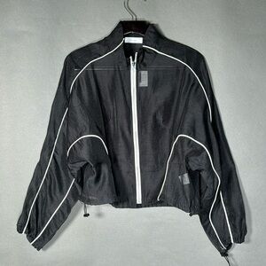 Oak & Fort, fine mesh jacket, blk w. wht accent. NWT, summer athletic, size SM
